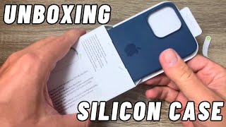 UNBOXING Original Silicone Case Storm Blue for iPhone 15 Pro Max [upl. by Ayanet98]