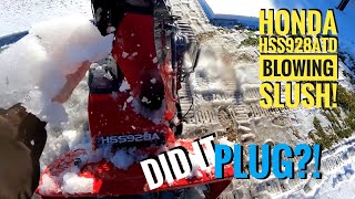 Honda HSS928ATD Snow Blower Blowing Slush The Wettest Snow You Will Encounter Did It Plug [upl. by Phylis]