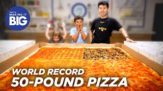 I Made A Giant 50Pound Pizza For Two Little Kids • Tasty [upl. by Arikahc]