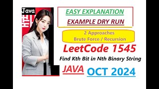 Find Kth Bit in Nth Binary String  Leetcode 1545  Recursion  Brute Force  JavaDeveloper Coder [upl. by Amieva177]