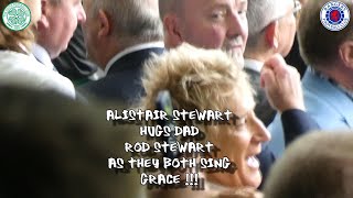 Alistair Stewart Hugs Dad Rod Stewart as they Both Sing quotGracequot  Celtic 2  Rangers 1  110524 [upl. by Htebi]