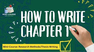 How to Write Chapter 1 of a Thesis The Problem and Its Setting [upl. by Earley]