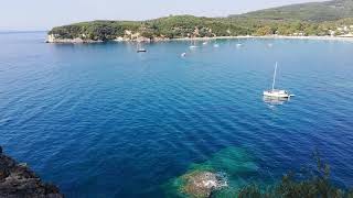 Grčka  Greece  Parga  Pogled na plažu Valtos sa tvrđave  View to Valtos Beach from old Fortress [upl. by Yendor]