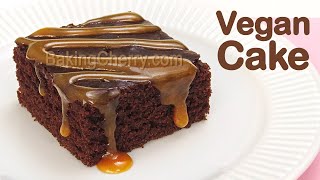 VEGAN CHOCOLATE CAKE w COCONUT CARAMEL No Eggs no butter no mixer Easy Dessert  Baking Cherry [upl. by Acherman588]