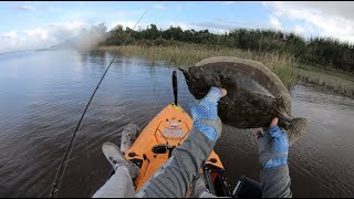 S2 Ep44 Grinding for flounder Kayak fishing Texas Marsh [upl. by Kcirdec147]