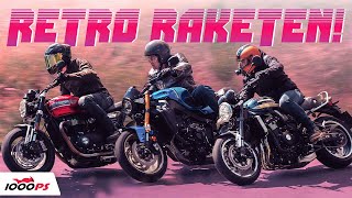 Wer kann Retro am besten Kawasaki Z900RS vs Triumph Speed Twin vs Yamaha XSR900  Vergleich 2022 [upl. by Adrianna]