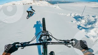 Highway 2 Heaven ❄️ MTB on snow at Les 2 Alpes bike park France [upl. by Suoicul]