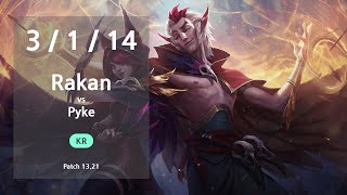 Rakan Support vs Pyke  KR Master Patch 1321 [upl. by Saundra]