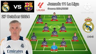 Real Madrid vs Barcelona  Real Madrid 433 With Mendy Jornada 11 La Liga Season 20242025 [upl. by Paulina]