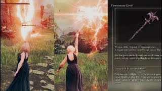 Elden Ring DLC Flowerstone Gavel Move Set Demonstration Flower Dragonbolt Debuff Test and Location [upl. by Jud]