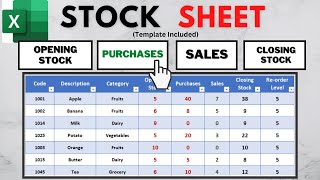 Creating a Simple Stock Sheet Template in Excel With Navigation Bar  Inventory Management [upl. by Luedtke]