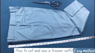 How to cut and sew a trouser outfit with lining and waist band full cutting stitching and details [upl. by Novahc58]