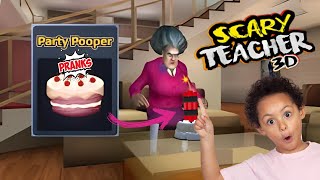 Miss Ts Birthday Party Nightmare Scary Teacher 3D  Party Pooper Prank [upl. by Sewell]