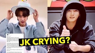 Jungkook reacts to members talking about Jin before military BTS Live 20231205 [upl. by Alleda]