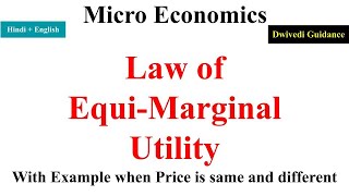 Law of Equi Marginal Utility law of equi marginal utility in hindi micro economics managerial eco [upl. by Yelreveb]