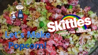 How to Make SKITTLES POPCORN  Homemade Skittles Popcorn  Rainbow Candy Popcorn [upl. by Glennis]