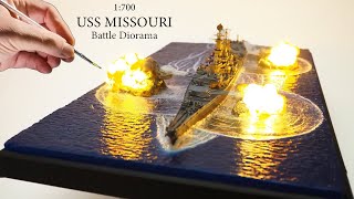 USS MISSOURI firing her Big canons DIORAMA  Wreck How to make DIY [upl. by Ralph]