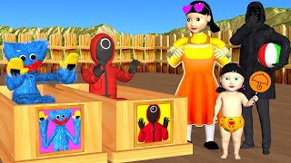 Scary Teacher 3D vs Squid Game Masked Men Rescue Child In Hand Huggy Wuggy Hold Honeycomb Candy [upl. by Enilrek]