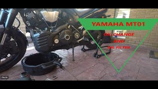 YAMAHA MT01 OIL CHANGE [upl. by Nitsyrk]