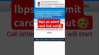 Ibps po admit card  call letter link out  ibps po exam date 2024 [upl. by Enileuqkcaj830]