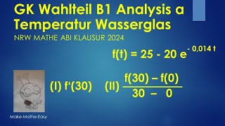 GK Prüfungsteil B1 Analysis Mathe Abi Klausur NRW 2024 Aufgabe a Wasserglas [upl. by Sebastien273]