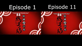 Jibaku Shounen Hanakokun地縛少年花子くん Episode 1 and 11 Opening Comparison [upl. by Vyky373]