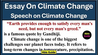 Climate change Essay in English  Climate change speech in English  Climate change Global warming [upl. by Eicam855]