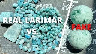 HOW TO SPOT FAKE LARIMAR REAL LARIMAR FROM THE DOMINICA REPUBLIC VS FAKE GLASS LARIMAR [upl. by Iohk]