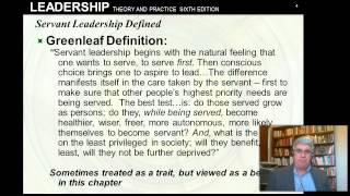 Servant Leadership Northouse 7 ed Ch 10 [upl. by Arednaxela]