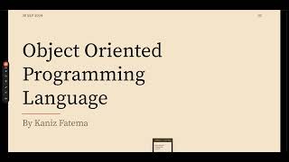 Object Oriented Programming  C   Learn with Kaniz [upl. by Nnylatsirk]