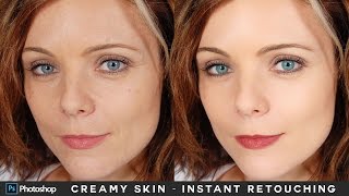 Instant Face Retouching in Photoshop  Creamy Light Skin Makeup Tutorial [upl. by Farrison]