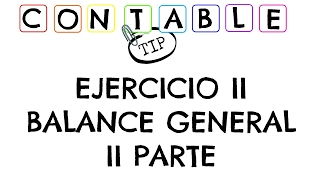 EJERCICIO II BALANCE GENERAL SEGUNDA PARTE CONTABILIDAD [upl. by Wandie803]