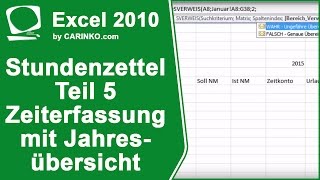 Stundenzettel Zeiterfassung Übersicht in Excel erstellen Teil 5  carinkocom [upl. by Howey723]