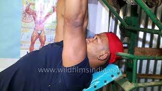 Indians try to get fit healthy and muscular Gym workout time in India [upl. by Franckot]