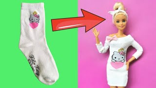 How to Make BARBIE Dress with Socks  DIY Barbie Clothes Hacks [upl. by Haram]