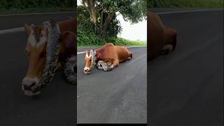 python wrapped around cow in street 🐍🐄 [upl. by Alekim716]