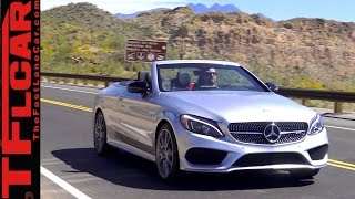 2017 Mercedes AMG C43 Cabriolet Two Turbos AWD and Open Sky Review [upl. by Ayian]