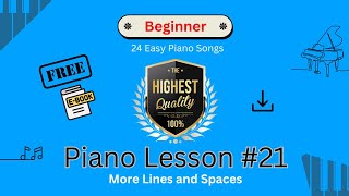 Piano Lesson 21  Easy Piano Songs for Beginners  Beginner Piano Tutorial  More Lines and Spaces [upl. by Eelrehpotsirhc]