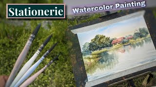 Watercolor Painting with Stationerie 2nd Gen Mop Brushes biswajitsart [upl. by Ehcor]