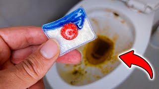 Powerful Toilet Bowl Cleaning Hack With Dishwasher Tablets  Say hello to eternal toilet bowl shine [upl. by Nnylram264]