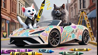 Kitten Draws Graffiti becomes Artist cat cute ai catlover catvideos cutecat kitten Graffiti [upl. by Prevot]