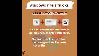 Snipping Tool Shortcut windows windowstips windowstutorial snipping snippingtool [upl. by Yelnikcm274]