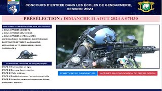 Concours De Gendarmerie 2024  Date Composition Ecrite Phase de Présélection  Imprimer Convocation [upl. by Arriaet493]