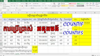 ការប្រើប្រាស់អនុគមន៍ Countif Countifs ក្នុងកម្មវិធី Excel [upl. by Latsyrcal]