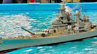 GIANT RC SCALE MODEL WARSHIP USS MISSOURI BB63 MODELSHIP ON THE POOL PRESENTED [upl. by Aderb]