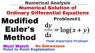 7 Modified Eulers Method  Problem1  Numerical Solution of Ordinary Differential Equations [upl. by Toby]