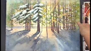 Winter Trees  Watercolor Lesson with Karlyn Holman [upl. by Lindsey]