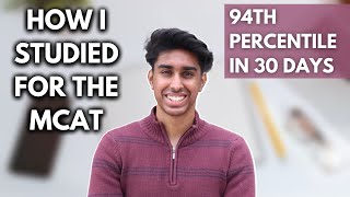 1 MONTH How I scored a 94th percentile on my MCAT  study schedule free resources and more [upl. by Malvino]