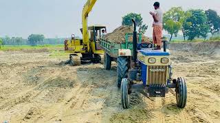 Swaraj Mahindra Sonalika Tractors Loading Sand by Jcb 3dx  Tractor Fully loaded trolley  Ep 283 [upl. by Milla]