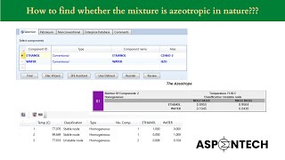 How to find azeotropic nature of the mixture using Aspen Plus Lecture  109 [upl. by Atalie45]